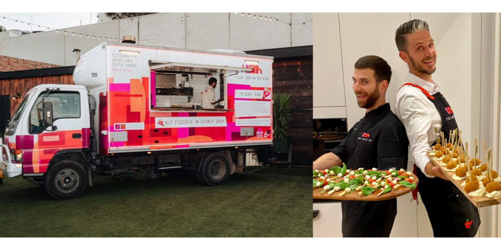 Our pizza truck + chefs